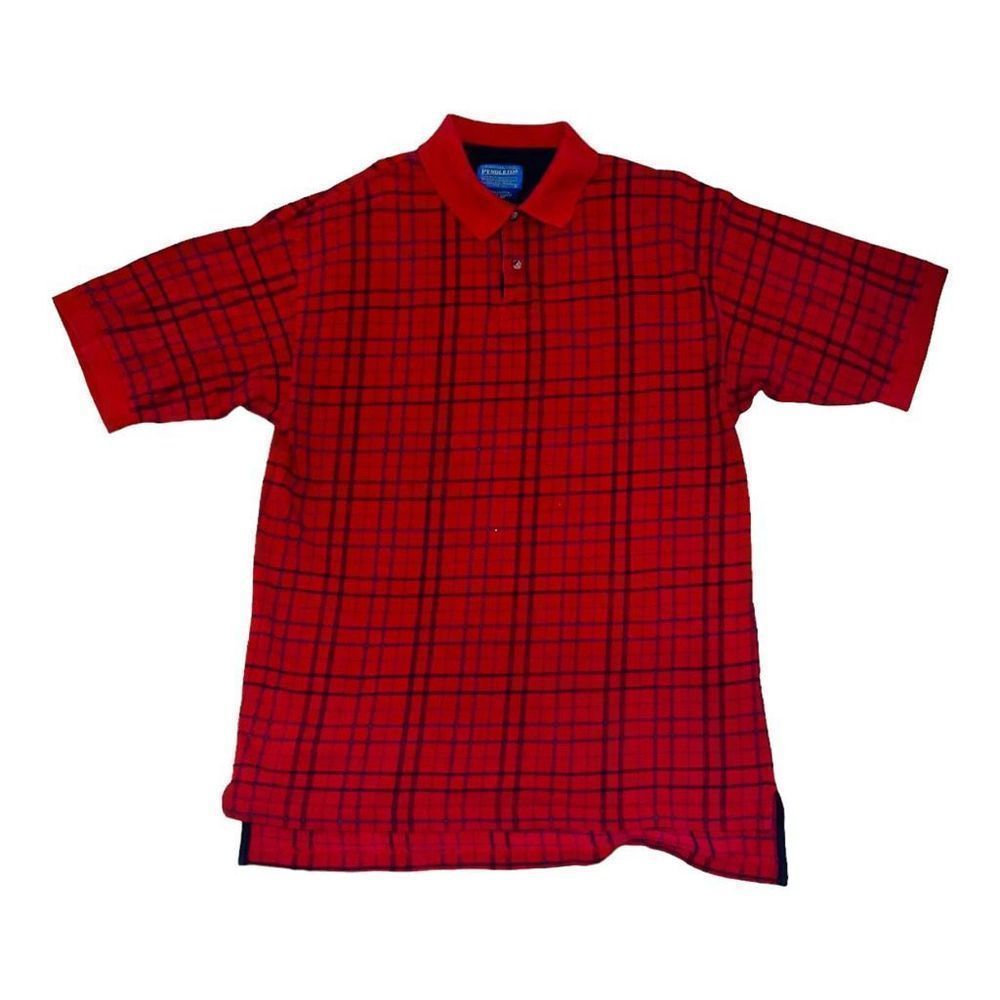 Pendleton Vintage cotton polo shirt Red plaid Size Large